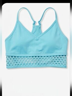 VS Pink Ultimate Light Blue Mesh-Band Sports Bra/Swim Top Size Small